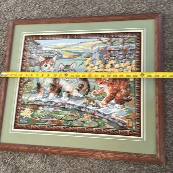 Vintage Cat Framed Cross Stitch Picture 27” x 23” - Picture 5 of 9